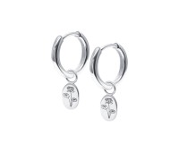 Water Lily Birth Flower Silver Huggie Earring Charms HO-2713